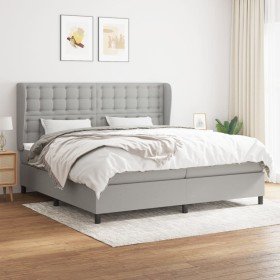 Cama box spring con colchón tela gris claro 200x200 cm Cama box spring con colchón tela gris claro 200x200 cm
