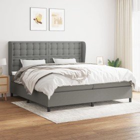 Cama box spring con colchón tela gris oscuro 200x200 cm Cama box spring con colchón tela gris oscuro 200x200 cm