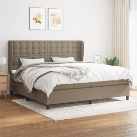 Cama box spring con colchón tela gris taupe 200x200 cm Cama box spring con colchón tela gris taupe 200x200 cm