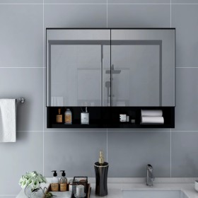 Armario de baño con espejo negro 80x15x60 cm