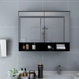 Armario de baño con espejo negro 80x15x60 cm de vidaXL, Tocadores de baño - Ref: Foro24-323605, Precio: 115,77 €, Descuento: %