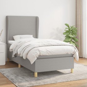 Cama box spring con colchón tela gris claro 80x200 cm Cama box spring con colchón tela gris claro 80x200 cm
