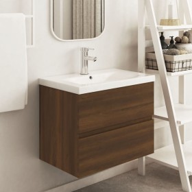 Mueble de lavabo madera de ingeniería roble marrón 60x38,5x45cm de , Muebles de baño - Ref: Foro24-815650, Precio: 55,62 €, D...