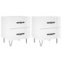 Bedside table 2 units engineered wood glossy white 40x35x47.5cm by , Nightstands - Ref: Foro24-827297, Price: 60,15 €, Discou...