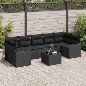 Conjunto de sofá de jardín 8 pcs Negro 55 x 55 x 37 cm