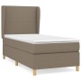 Cama box spring con colchón tela gris taupe 80x200 cm