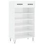 Mueble zapatero madera contrachapada blanco brillo 60x35x105 cm