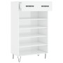 Mueble zapatero madera contrachapada blanco brillo 60x35x105 cm