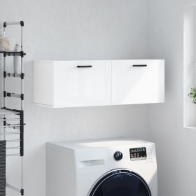 Wandschrank aus glänzend weißem Ingenieurholz 100x36,5x35 cm von , Schließfächer und Lagerschränke - Ref: Foro24-830134, Prei...