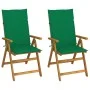 Sillas de jardín reclinables 2 uds madera maciza acacia cojines de vidaXL, Sillas de jardín - Ref: Foro24-3064064, Precio: 19...