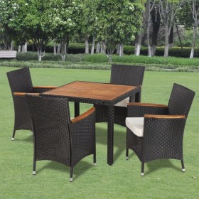 Gartenessgruppe mit 5 Teilen und schwarzen Kunststoff-Rattan-Kissen. von , Gartensets - Ref: Foro24-41307, Preis: 513,50 €, R...