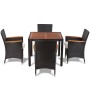 Set comedor de jardín 5 piezas y cojines ratán sintético negro de , Conjuntos de jardín - Ref: Foro24-41307, Precio: 513,50 €...
