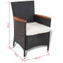Set comedor de jardín 5 piezas y cojines ratán sintético negro de , Conjuntos de jardín - Ref: Foro24-41307, Precio: 513,50 €...