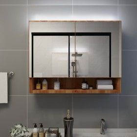 Badezimmermöbel mit LED-Spiegel MDF Eiche 80x15x60 cm von vidaXL, Badezimmerwaschtische - Ref: Foro24-323606, Preis: 169,10 €...