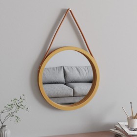 Wall mirror with golden strap Ø45 cm by , Mirrors - Ref: Foro24-351537, Price: 31,85 €, Discount: %