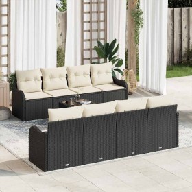 Conjunto de sofá de jardín 9 pcs Negro 55 x 55 x 37 cm