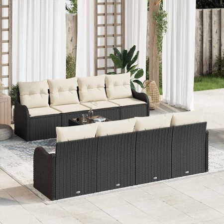 Conjunto de sofá de jardín 9 pcs Negro 55 x 55 x 37 cm