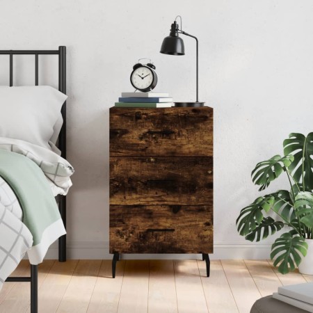 Engineered wood smoked oak bedside table 40x40x66 cm by , Nightstands - Ref: Foro24-827681, Price: 63,74 €, Discount: %
