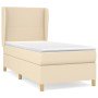 Cama box spring con colchón tela color crema 90x200 cm
