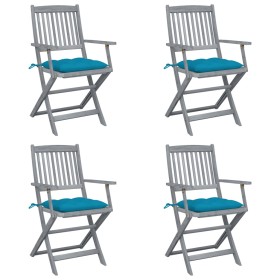 Folding garden chairs 4 pcs cushions solid acacia wood by vidaXL, Garden chairs - Ref: Foro24-3064528, Price: 186,79 €, Disco...