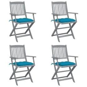 Folding garden chairs 4 pcs cushions solid acacia wood by vidaXL, Garden chairs - Ref: Foro24-3064528, Price: 184,19 €, Disco...