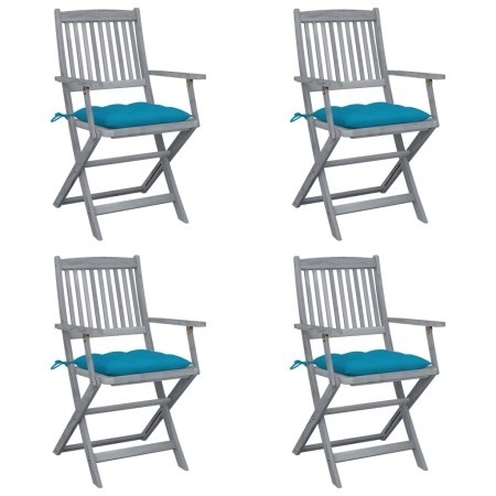 Folding garden chairs 4 pcs cushions solid acacia wood by vidaXL, Garden chairs - Ref: Foro24-3064528, Price: 186,79 €, Disco...