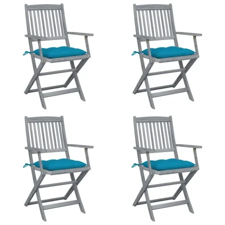 Folding garden chairs 4 pcs cushions solid acacia wood by vidaXL, Garden chairs - Ref: Foro24-3064528, Price: 184,19 €, Disco...