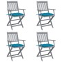 Folding garden chairs 4 pcs cushions solid acacia wood by vidaXL, Garden chairs - Ref: Foro24-3064528, Price: 186,79 €, Disco...