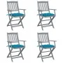 Folding garden chairs 4 pcs cushions solid acacia wood by vidaXL, Garden chairs - Ref: Foro24-3064528, Price: 184,19 €, Disco...