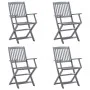 Folding garden chairs 4 pcs cushions solid acacia wood by vidaXL, Garden chairs - Ref: Foro24-3064528, Price: 184,19 €, Disco...