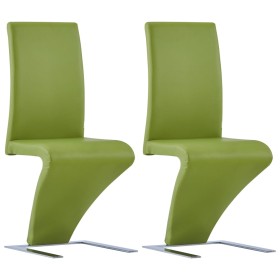 Zigzag-shaped dining chairs 2 units synthetic leather green by , dining chairs - Ref: Foro24-281898, Price: 226,98 €, Discoun...