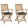 2 Stück klappbare Gartenstühle und Kissen aus massivem Akazienholz von vidaXL, Gartenstühle - Ref: Foro24-3064605, Preis: 157...