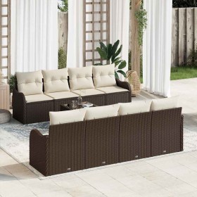 Conjunto de sofá de jardín 9 pcs Marrón 55 x 55 x 37 cm
