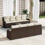 Conjunto de sofá de jardín 9 pcs Marrón 55 x 55 x 37 cm