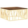 Edler Couchtisch aus Edelstahl und recyceltem massivem Holz in Goldfarbe. von , Couchtisch - Ref: Foro24-350062, Preis: 178,0...