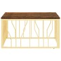 Edler Couchtisch aus Edelstahl und recyceltem massivem Holz in Goldfarbe. von , Couchtisch - Ref: Foro24-350062, Preis: 178,0...