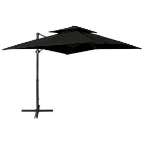 Gartenschirm mit Doppeldach in Schwarz, 250x250 cm, freitragend. von , Sonnenschirme - Ref: Foro24-312356, Preis: 240,73 €, R...