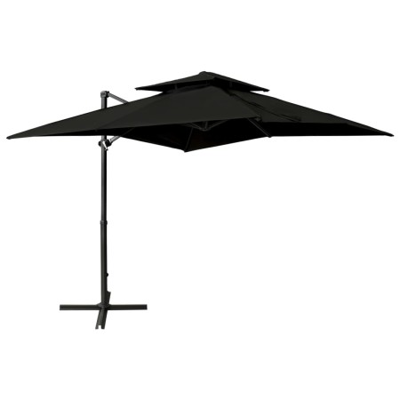 Gartenschirm mit Doppeldach in Schwarz, 250x250 cm, freitragend. von , Sonnenschirme - Ref: Foro24-312356, Preis: 240,73 €, R...