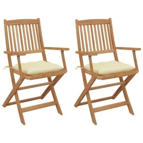 2 Stück klappbare Gartenstühle und Kissen aus massivem Akazienholz von vidaXL, Gartenstühle - Ref: Foro24-3064607, Preis: 146...