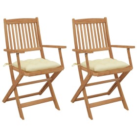 Sillas de jardín plegables 2 uds y cojines madera maciza acacia de vidaXL, Sillas de jardín - Ref: Foro24-3064607, Precio: 17...