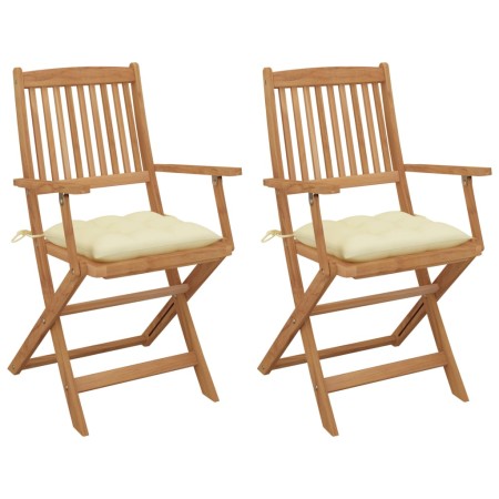 2 Stück klappbare Gartenstühle und Kissen aus massivem Akazienholz von vidaXL, Gartenstühle - Ref: Foro24-3064607, Preis: 171...