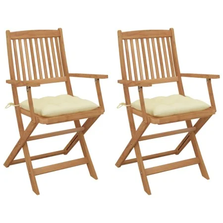 Sillas de jardín plegables 2 uds y cojines madera maciza acacia de vidaXL, Sillas de jardín - Ref: Foro24-3064607, Precio: 16...