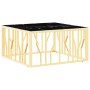 Mesa de centro de acero inoxidable y vidrio dorada 80x80x40 cm de , Mesas de centro - Ref: Foro24-350060, Precio: 146,12 €, D...