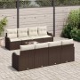 Conjunto de sofá de jardín 9 pcs Marrón 55 x 55 x 37 cm