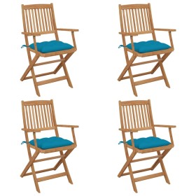 Sillas de jardín plegables 4 uds y cojines madera maciza acacia de vidaXL, Sillas de jardín - Ref: Foro24-3064636, Precio: 23...