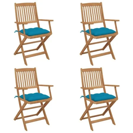 4 Stück klappbare Gartenstühle und Kissen aus massivem Akazienholz von vidaXL, Gartenstühle - Ref: Foro24-3064636, Preis: 204...