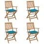 4 Stück klappbare Gartenstühle und Kissen aus massivem Akazienholz von vidaXL, Gartenstühle - Ref: Foro24-3064636, Preis: 204...