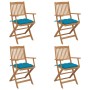 4 Stück klappbare Gartenstühle und Kissen aus massivem Akazienholz von vidaXL, Gartenstühle - Ref: Foro24-3064636, Preis: 230...