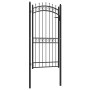 Puerta de valla con picos acero negro 100x200 cm de , Puertas de jardín - Ref: Foro24-146382, Precio: 170,04 €, Descuento: %