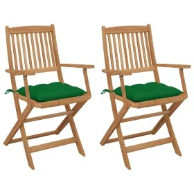 2 Stück klappbare Gartenstühle und Kissen aus massivem Akazienholz von vidaXL, Gartenstühle - Ref: Foro24-3064610, Preis: 146...